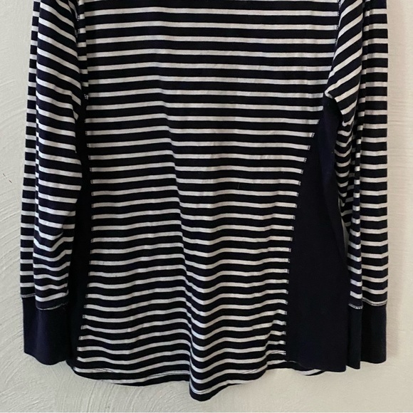 Bay pointe Shirt Size XL Womens Top long Sleeve Strip Print Draw String Hoodie - Picture 7 of 9
